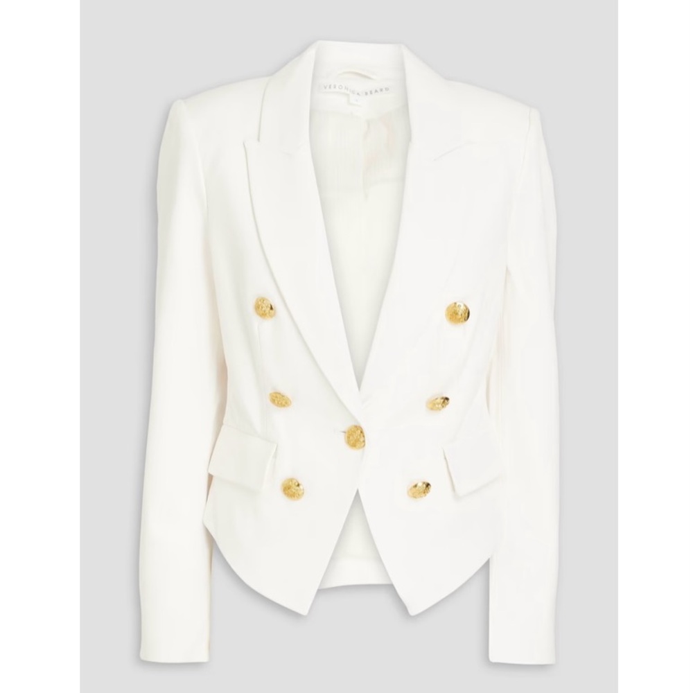 NWT Veronica Beard Cooke Dickey jacket white leather blazer size 6 - Picture 2 of 13